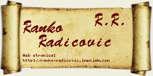 Ranko Radicović vizit kartica